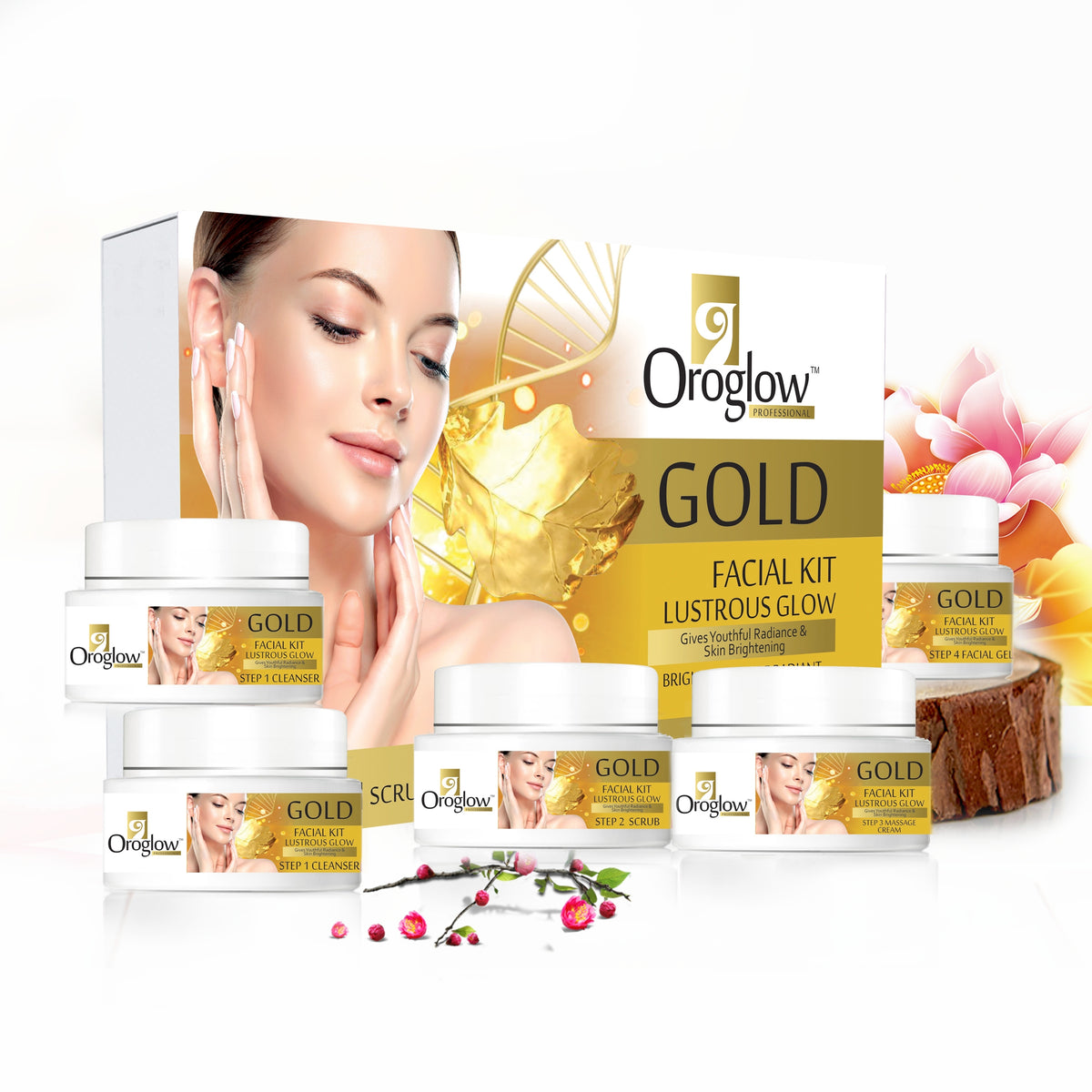 Oroglow Gold Facial Kit – 6 Step Complete Glow Facial | Instant Radia (5 x 62 g)