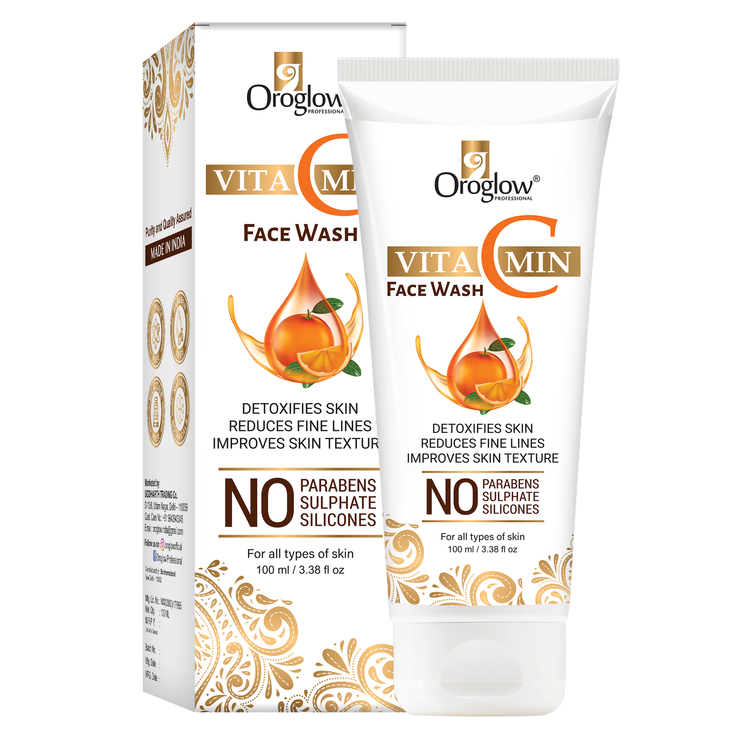Oroglow Vitamin C Skin Brightening Face Wash (100 ml)