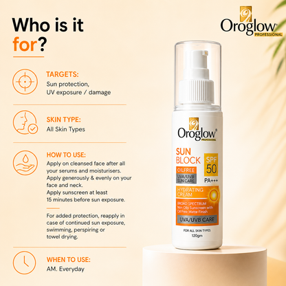 Oroglow SPF 50 Sunscreen Oil-Free | Matte Finish Sunblock (150g)