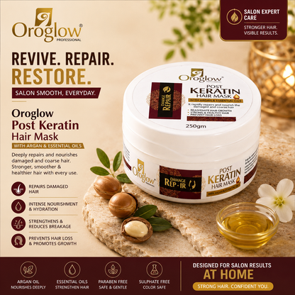Oroglow Post Keratin Treatment Shampoo & Mask | Restores Keratin |