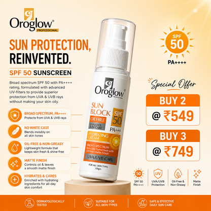 Oroglow SPF 50 Sunscreen Oil-Free | Matte Finish Sunblock (150g)
