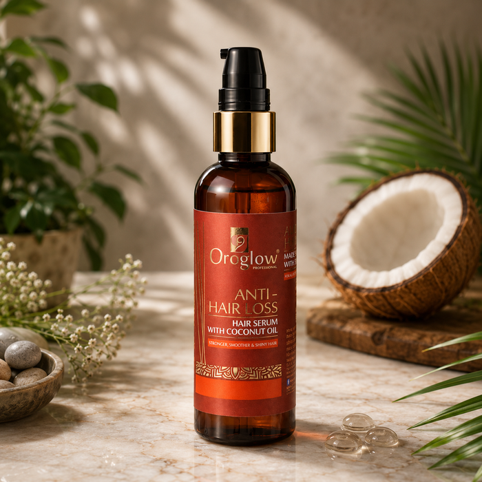 Oroglow Professional Anti-Hair Loss Hair Serum with Coconut Oil | Hair Strengthening & Frizz Control Serum