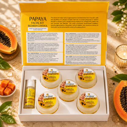 Oroglow Professional Papaya Facial Kit for Blemish Control & Skin Brightening (3