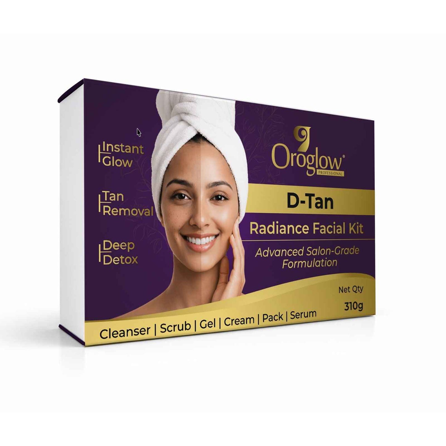 Oroglow Professional D-Tan Radiance Facial Kit (310g) | Instant Glow, Tan Removal & Skin Brightening Facial Kit for All Skin Types