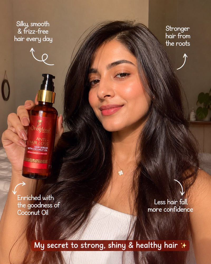 Oroglow Coconut Hair Serum For Silky & Smooth Hair, Tames Frizzy Hair, with coco