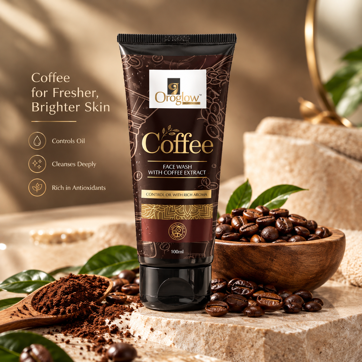 Oroglow Coffee Face Wash | Reduces Puffiness | Deep Cleanses (100 ml)
