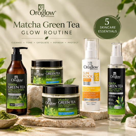 Oroglow Matcha Green Tea Glow Routine – 5-Step Skincare Combo
