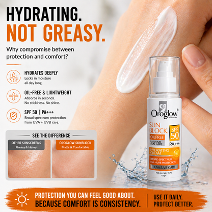 Oroglow SPF 50 Sunscreen Oil-Free | Matte Finish Sunblock (150g)