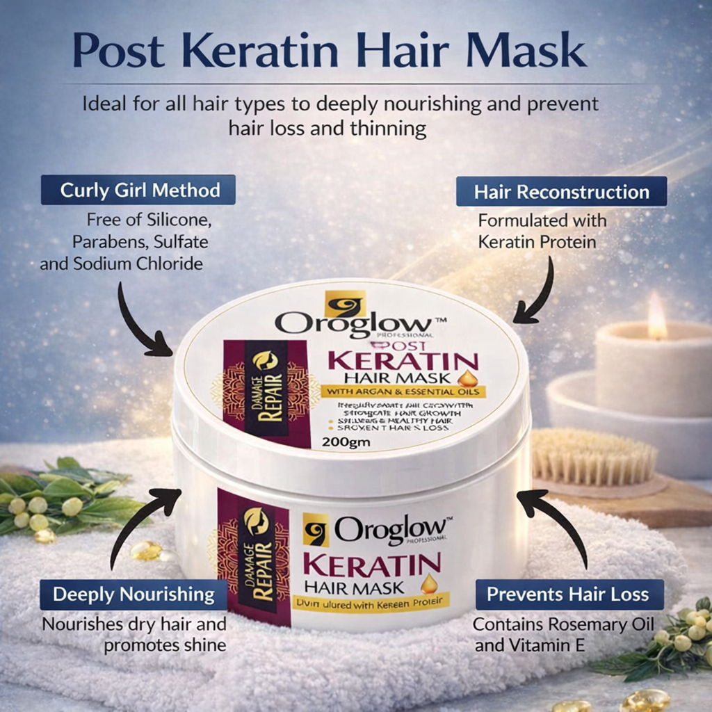 Oroglow Post Keratin Treatment Shampoo & Mask | Restores Keratin | - Oroglow professional