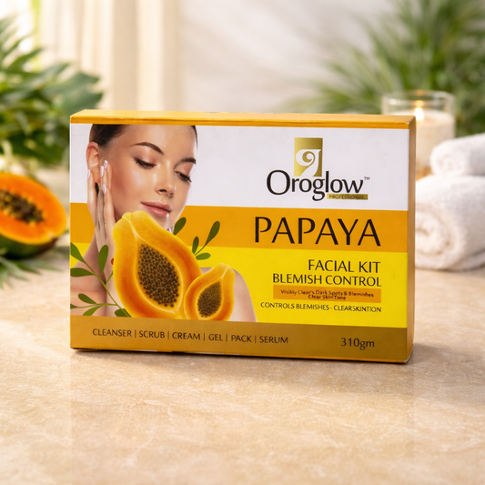 Oroglow Professional Papaya Facial Kit for Blemish Control & Skin Brightening (3 - Oroglow professional