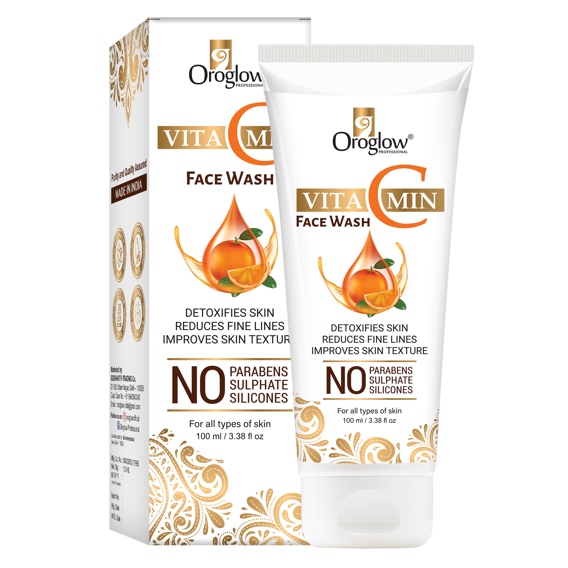 Oroglow Vitamin C Skin Brightening Face Wash (100 ml)